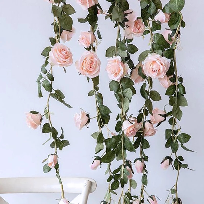 Artificial Flowers Rose Ivy Artificial Vine Wedding Decoration Real Touch Silk Flower String Home Party Wedding Decor