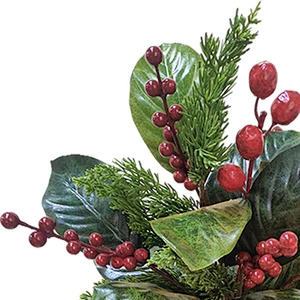 Christmas 55.88cm personalized leaves Handy Carfts green leaves spray with red berry