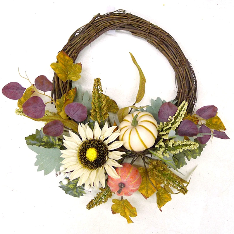 Hot sale Wholesale good price Christmas/Autumn Decoration Artificial sunflower and pumpkin Wreath