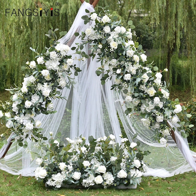 50/100CM DIY Wedding Flower Wall Silk Peonies Rose Row Decor Marriage Iron Arch Backdrop Artificial Flower