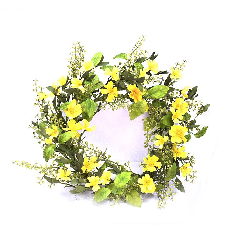 Modern Artificial Soft Yellow Dogwood Wreath Personalized Handmade 56cm Spring Wreaths