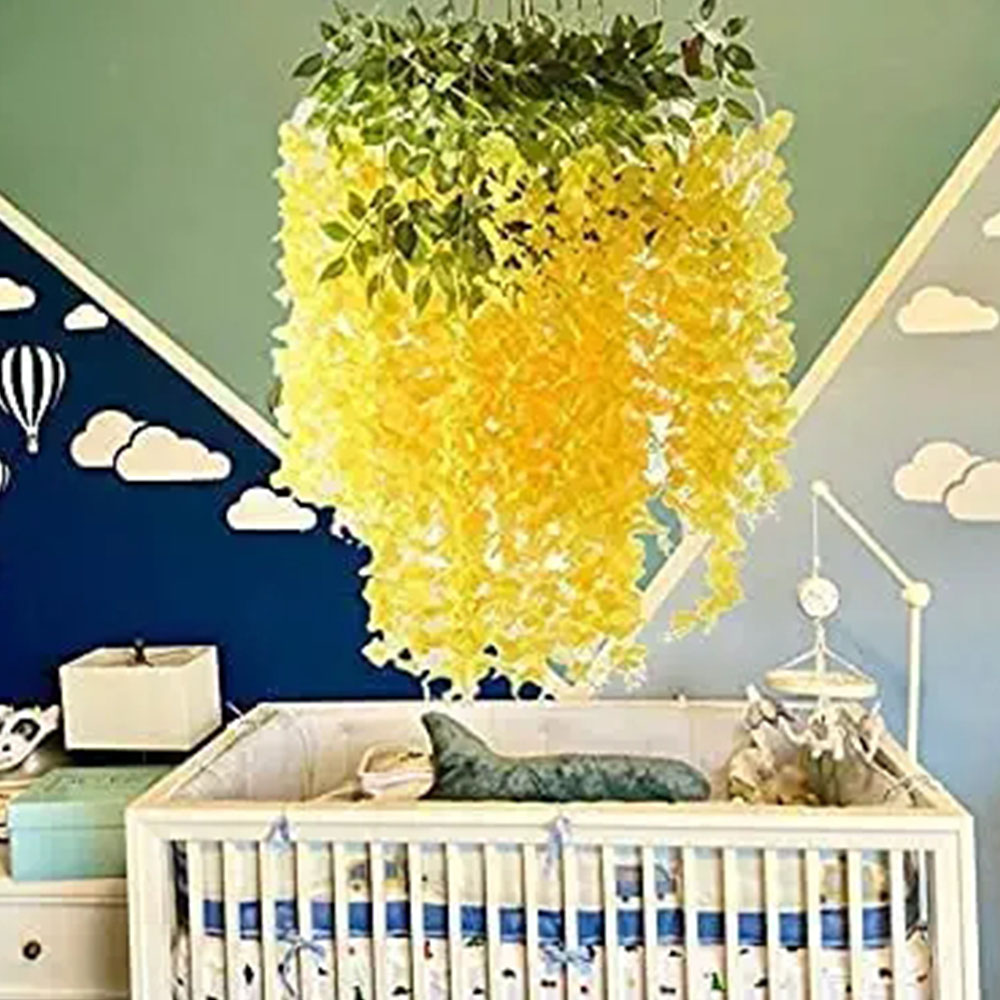 Wisteria Artificial Flower Bushy Silk Vine Garland Artificial Flower Hanging Wedding Party Garden Outdoor Wall Decoration