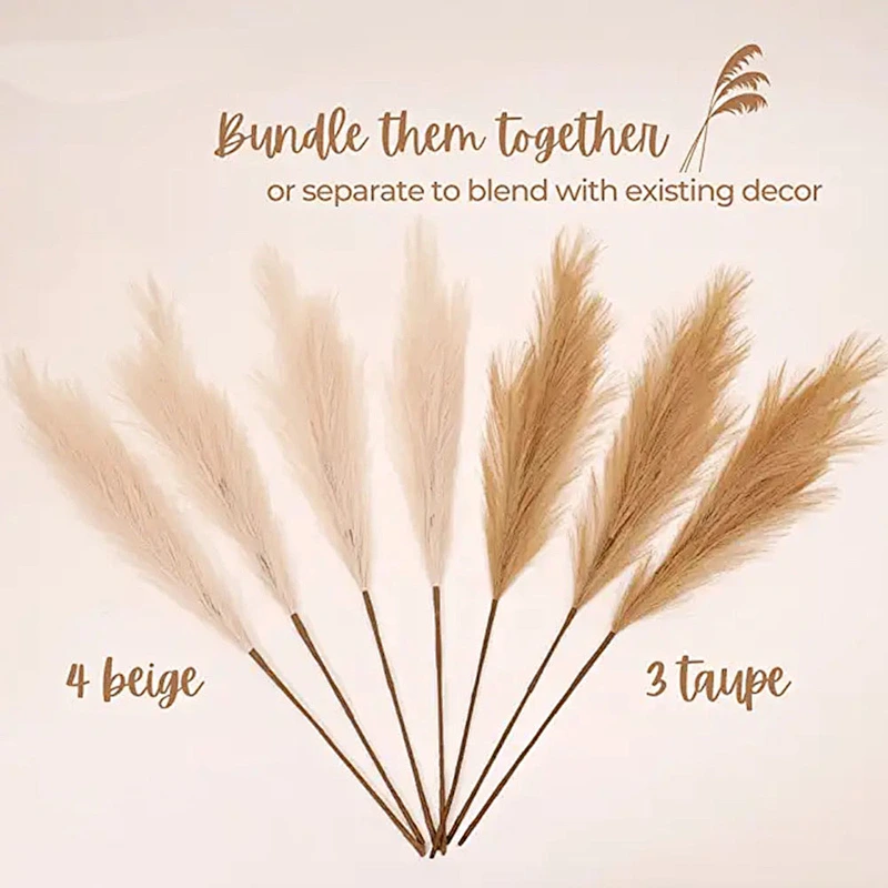 Hot sale Decor Faux Pampas Grass Artificial Pampas Grass Stems No-Shedding Low Maintenance