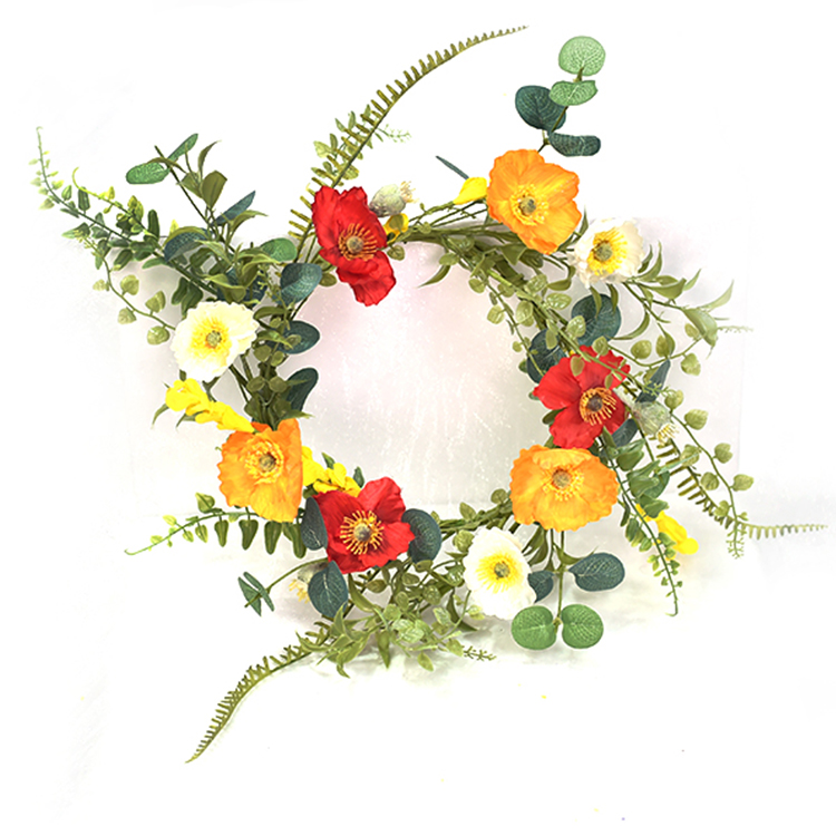 Hand Wrapped simulation wreaths 17cm home decoration plant Carnation Wreath with Eucalyptus Candle Ring