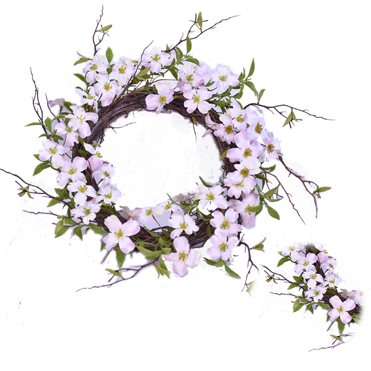 Ornamental Natural Artificial Dogwood Wreaths Handmade Wreath For Home Decoration