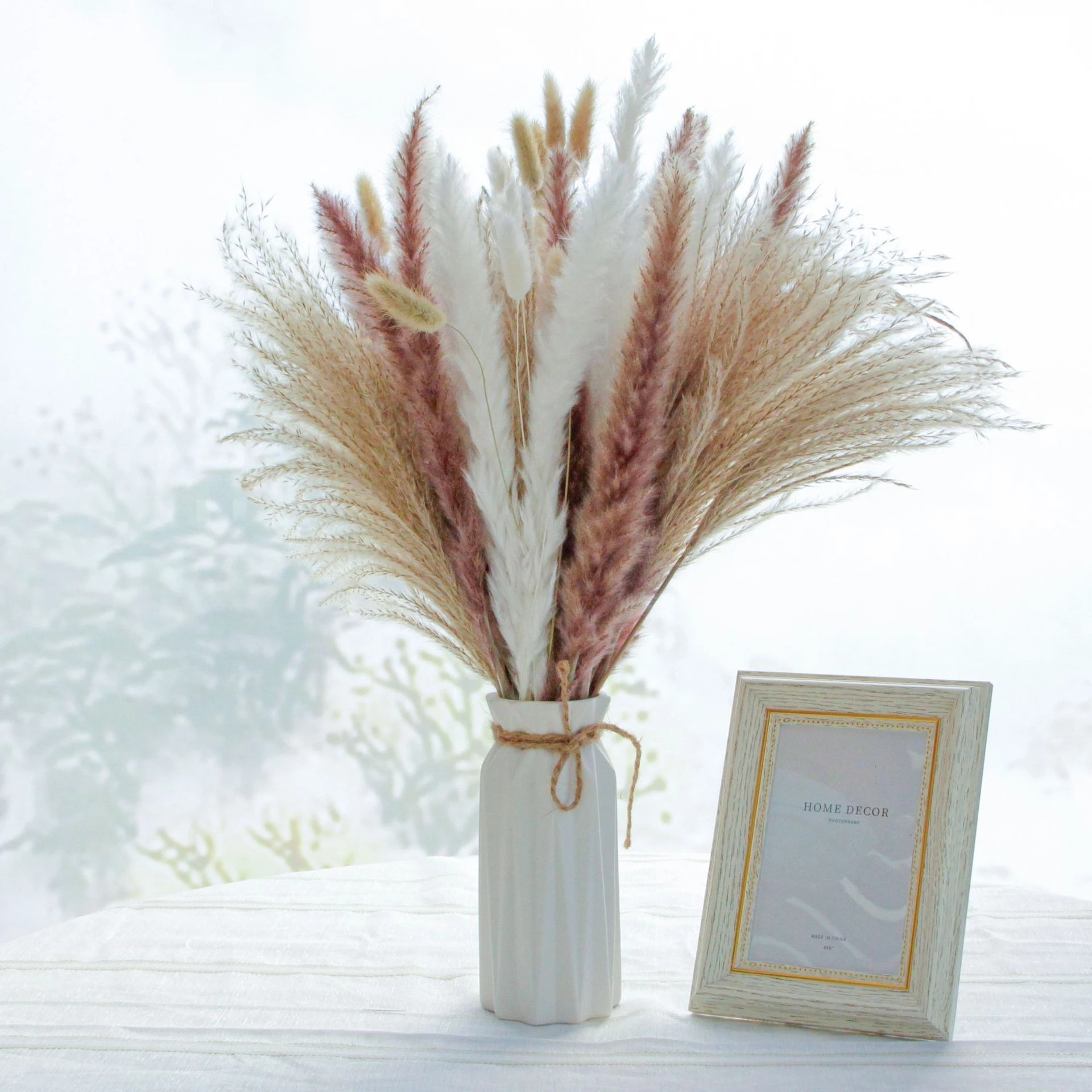 Natural Dried Pampas Grass Bouquet Artificial Flower Decor For Wedding Floral Arrangement Vase Decoration Artificial Flower