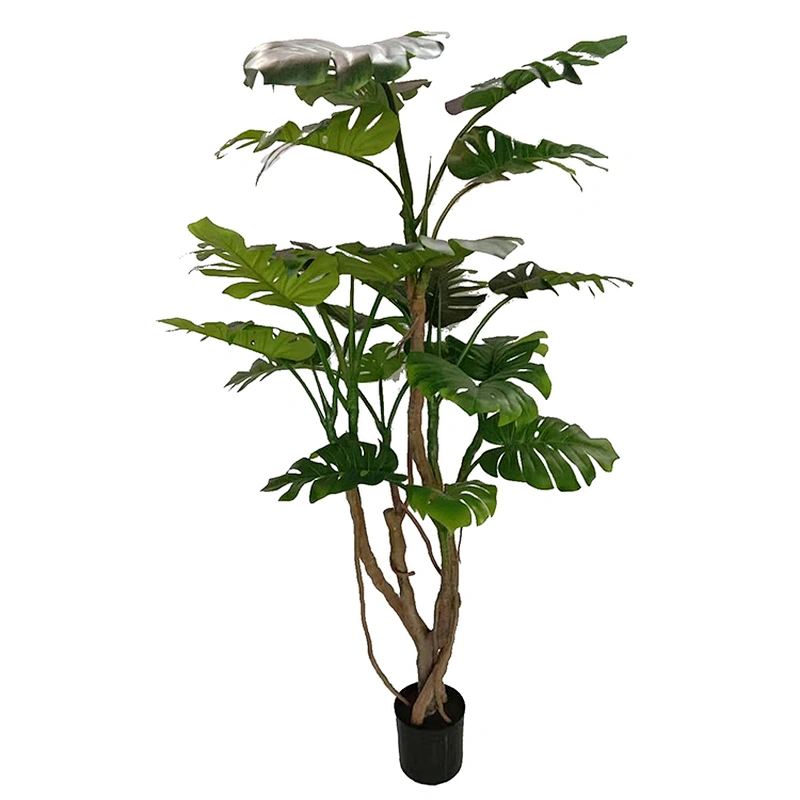 Wholesale Plastic Big Leaf Green Monstera Curvature Artificial Plant Monstera Tree