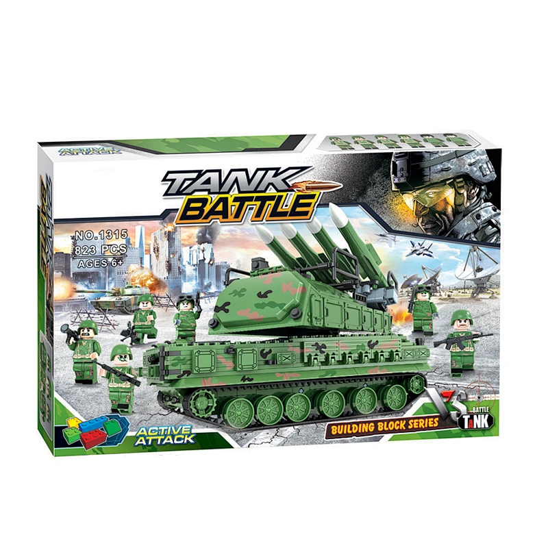 Hot selling diy military toys building block bricks tank for children