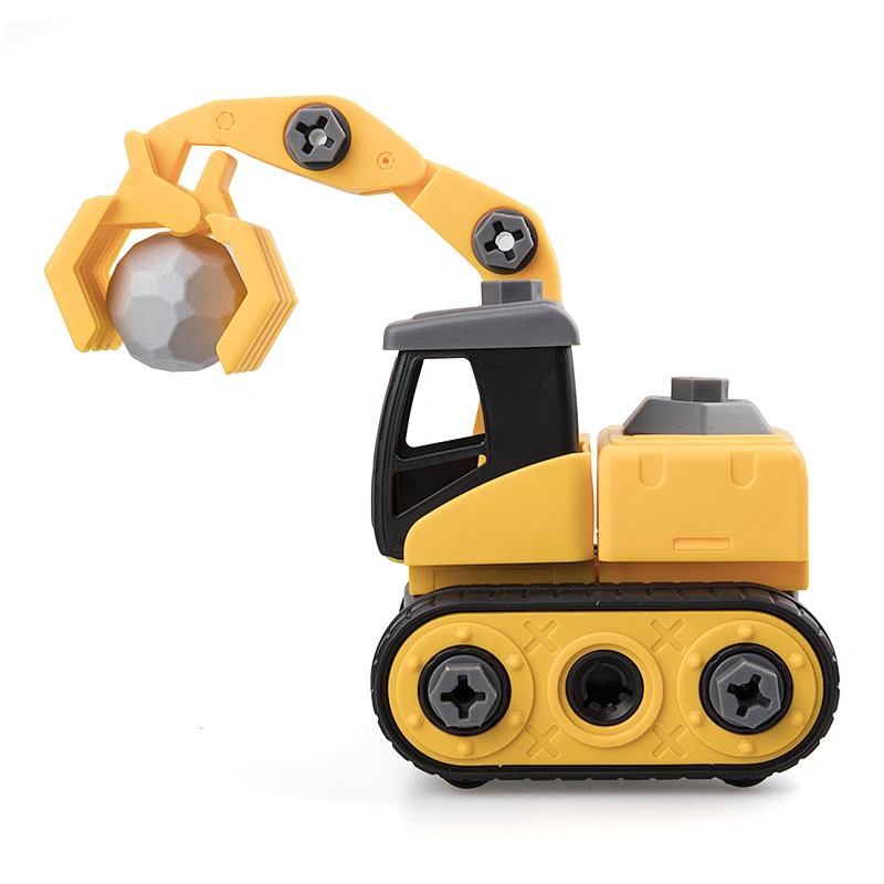 Plastic excavator diy car kit pile driver truck toy for children