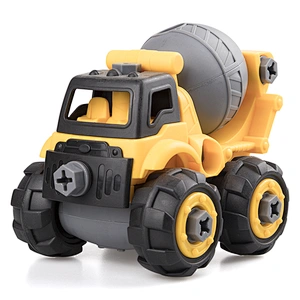 Plastic excavator diy car kit pile driver truck toy for children