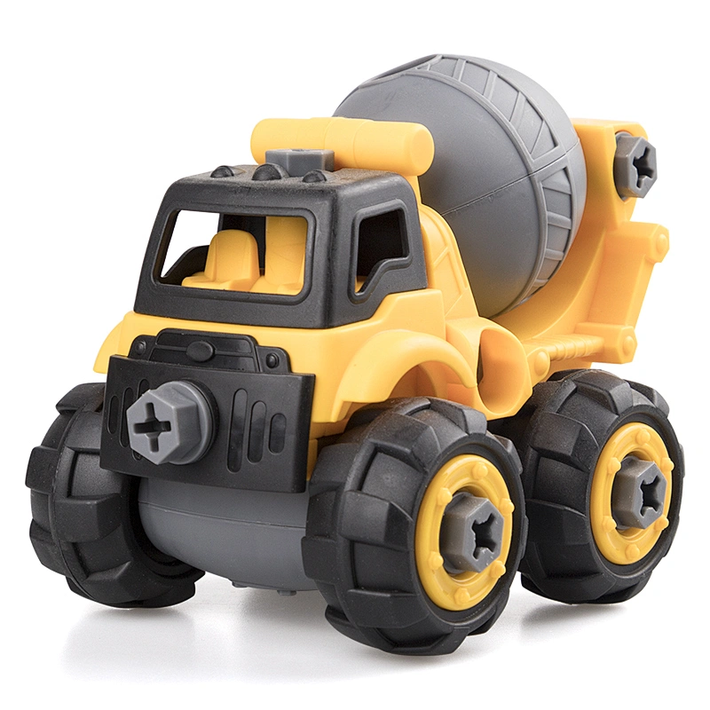 Plastic excavator diy car kit pile driver truck toy for children