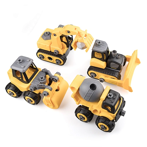 Plastic excavator diy car kit pile driver truck toy for children