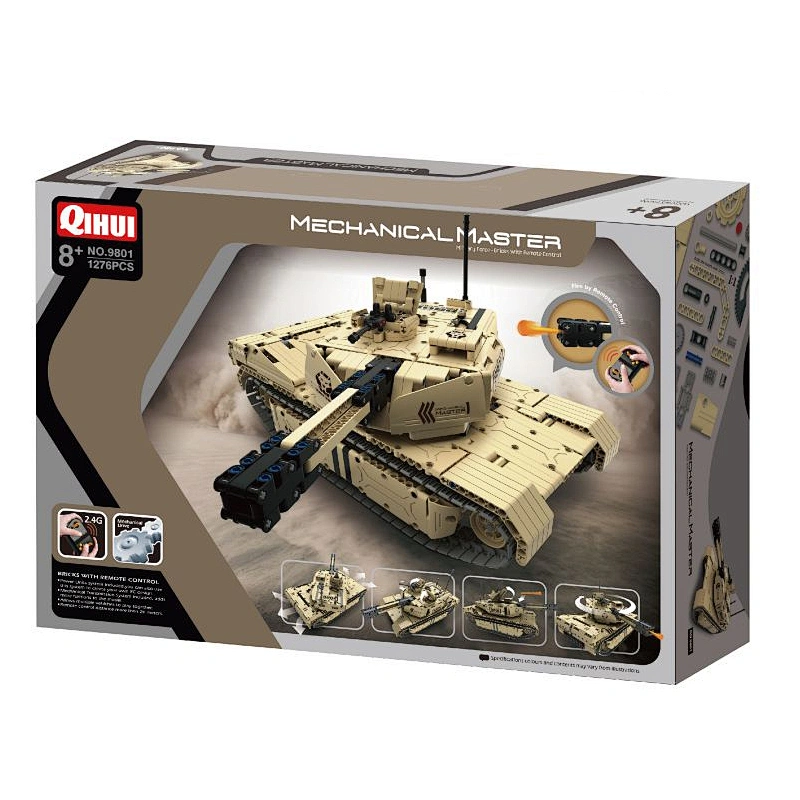 Diy 2.4g remote control tracks model kids toy army military rc tank