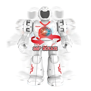 Multi function led lights music kids 360 rotating robot toy