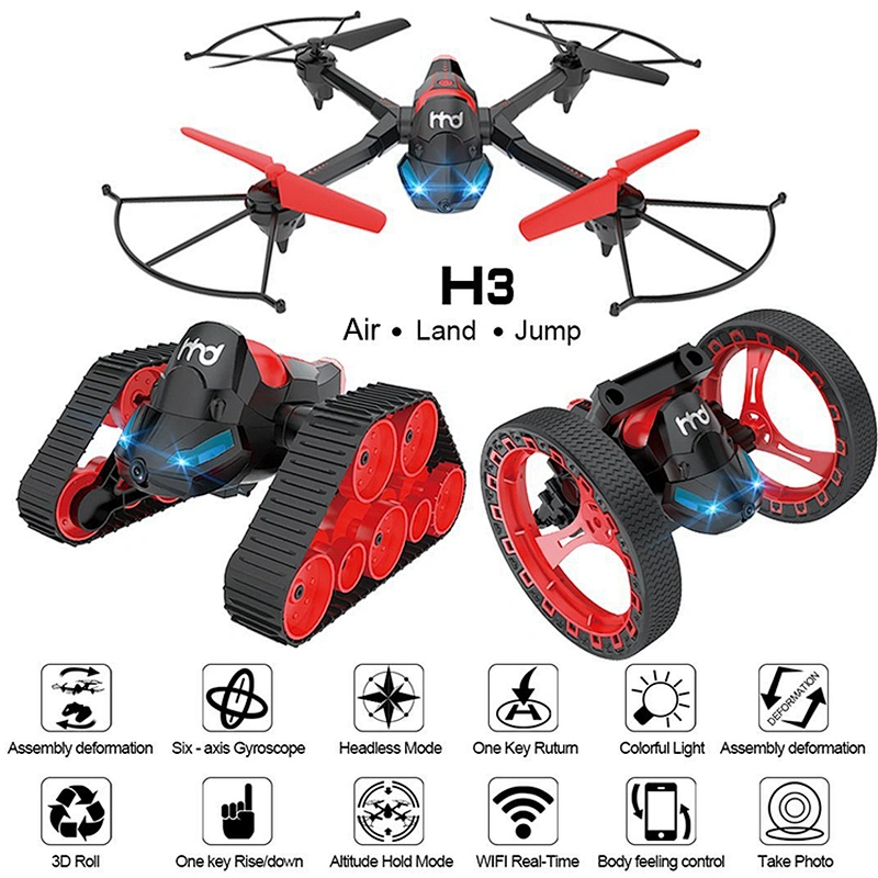 2019 Phone controlled WIFI camera rc toy tank copter jumping drone
