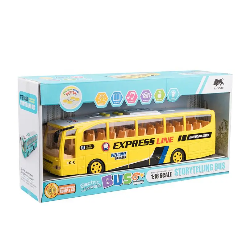 1/16 scale plastic yellow tour die cast story car bus toy for kids
