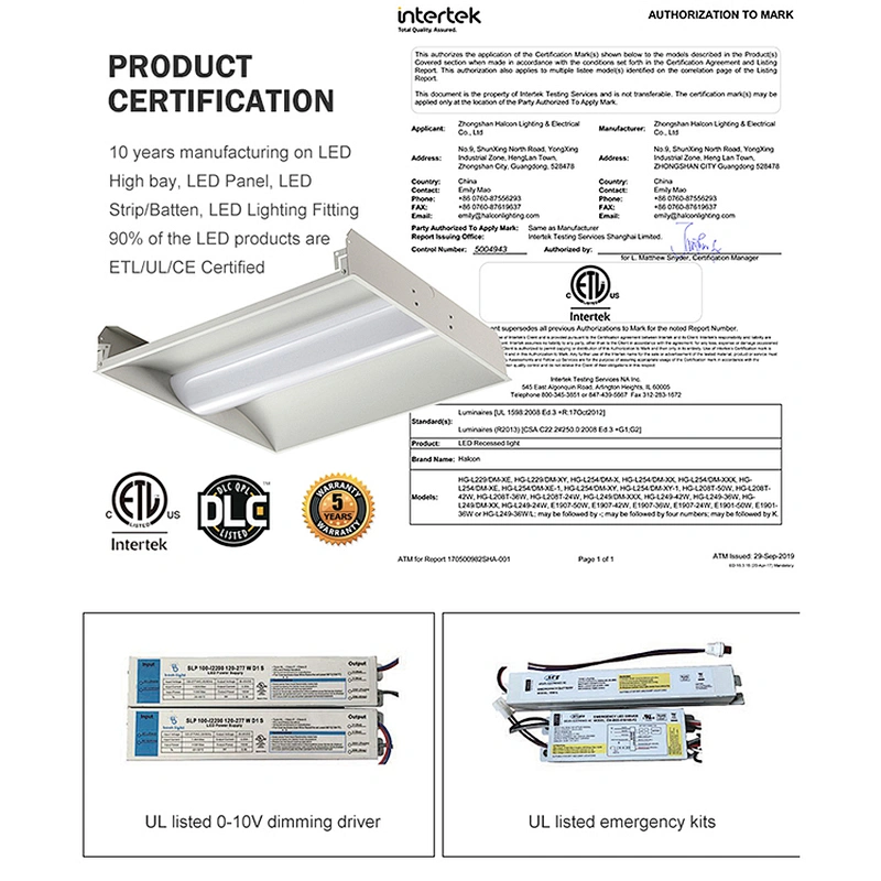 SMD ETL CE certification surface mounted 24w 36w 42w 50w Led Troffer light