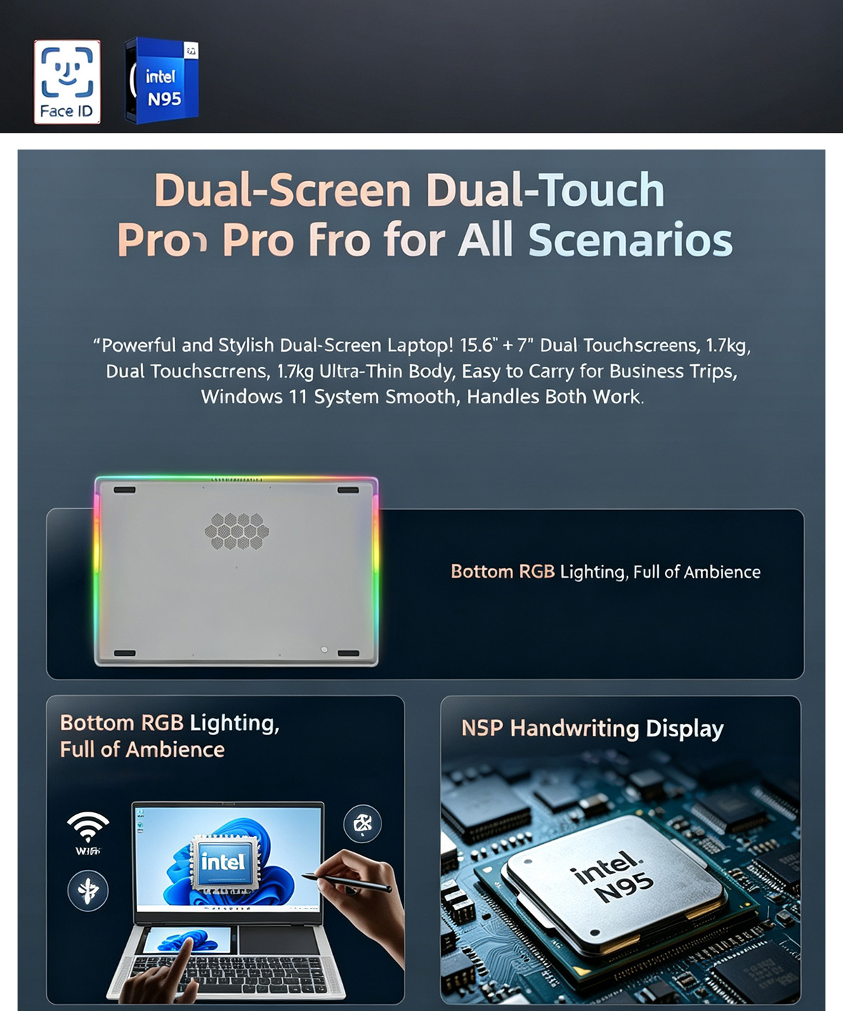 Dual screen, double touch, one control