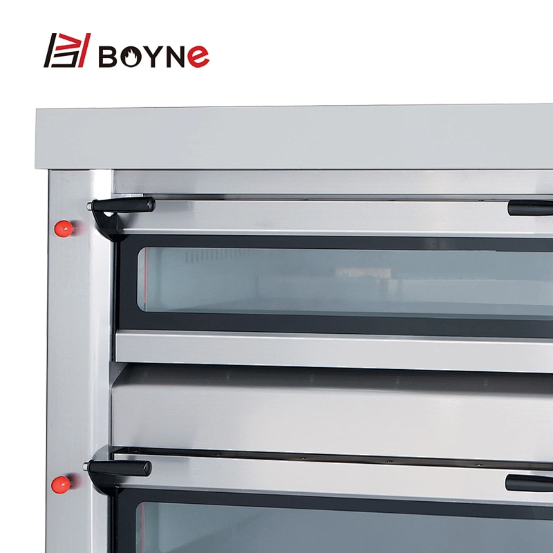 Stainless Steel High End Commercial Bakery Kitchen Equipment Two Deck Four Trays Gas Oven