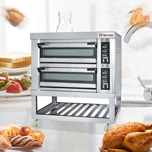 Commercial Stainless Steel Microcomputer Two Deck Four Trays 20-400 degreed Electric Oven
