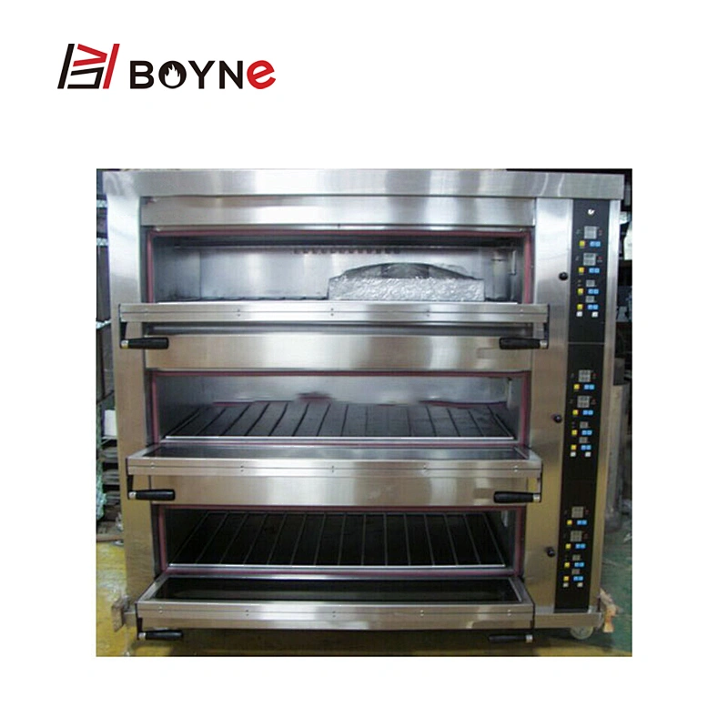 Stainless steel Comercial Microcomputer Three Deck Six Trays Electric Bakery Oven