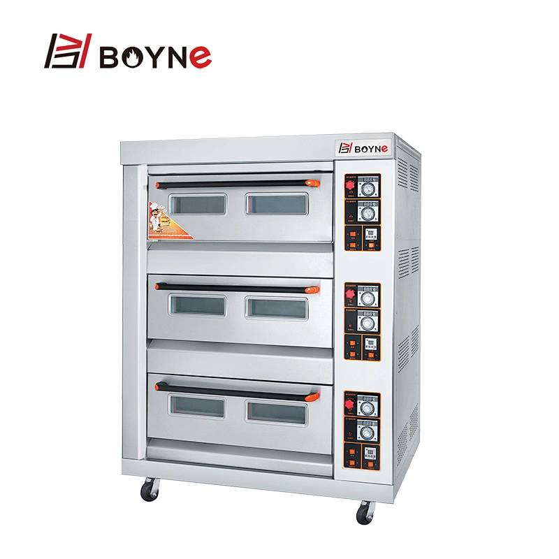 Commercial Durable Stainless Steel Gas Oven Three Deck Six Trays Bread Oven For Cake Shop