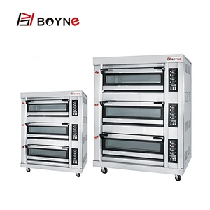 220V Gas Type Stainless Steel Commercial Microcomputer Three Deck Nine Trays Bakery Oven
