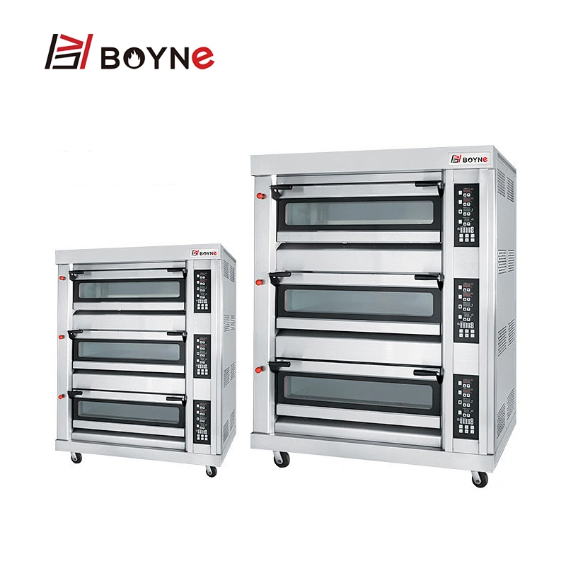 220V Gas Type Stainless Steel Commercial Microcomputer Three Deck Nine Trays Bakery Oven