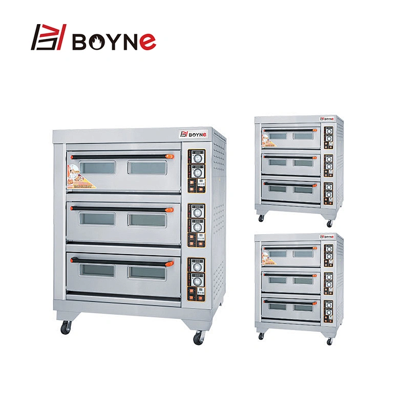 Commercial Bakery Stainless Steel Bakery Bread Electric Three Deck Six Trays Oven