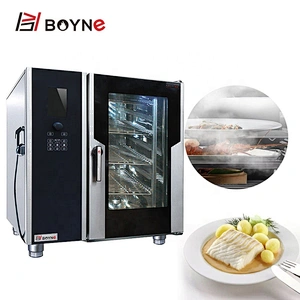 Canteen Equipment LCD Screen Gas Combi Oven With Steamer Smart Temperature control