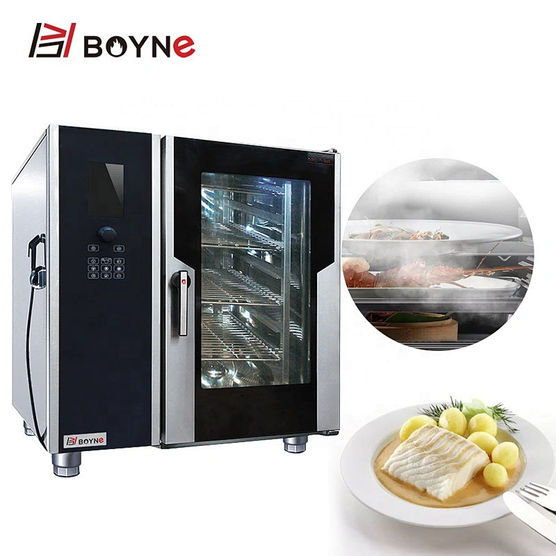 Canteen Equipment LCD Screen Gas Combi Oven With Steamer Smart Temperature control