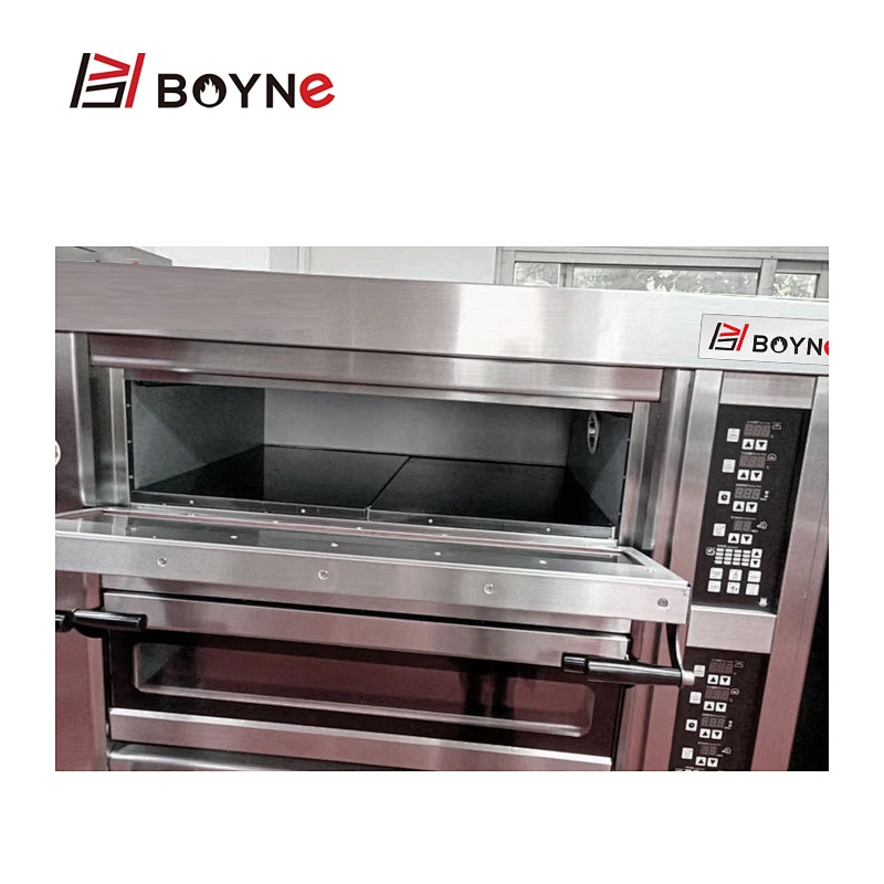 Commercial Bakery Shop Computer Control Stainless Steel Gas Three Deck Six Trays Bread Oven