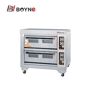 High Temperature Commercial Bakery Deck Oven Stainless Steel 2 Deck 4 Trays Bread Oven
