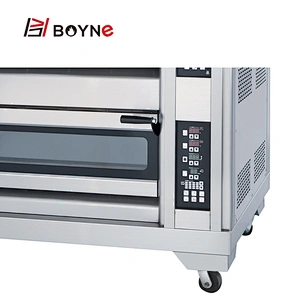 Stainless Steel High End Commercial Bakery Kitchen Equipment Two Deck Four Trays Gas Oven