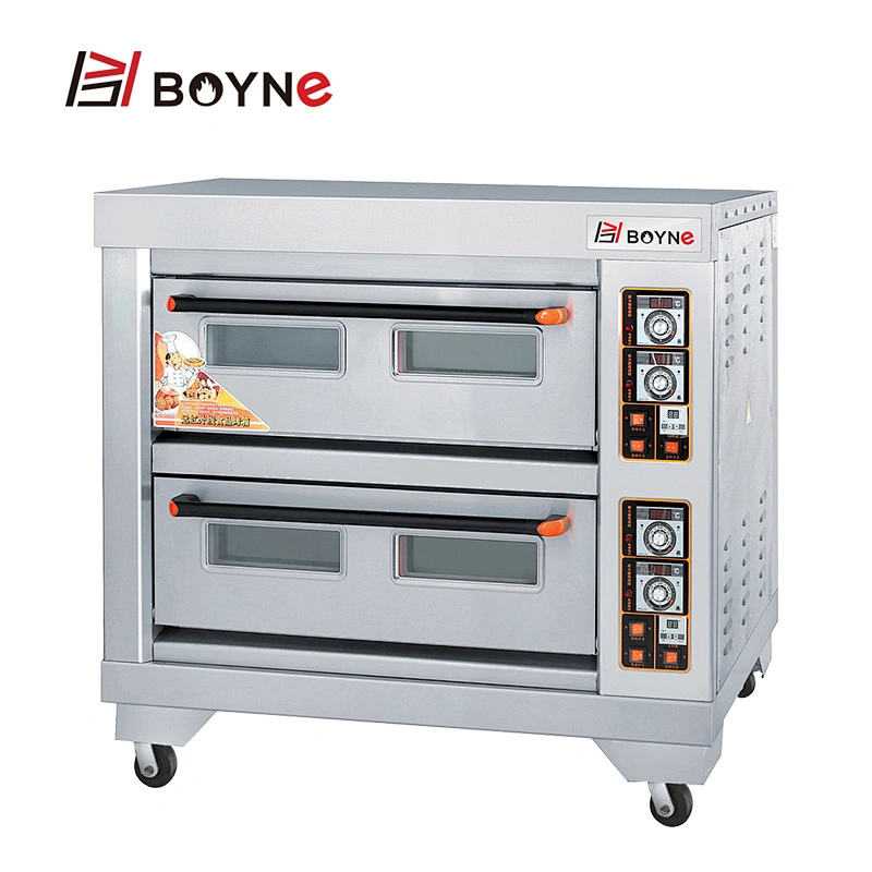 High Temperature Commercial Bakery Deck Oven Stainless Steel 2 Deck 4 Trays Bread Oven
