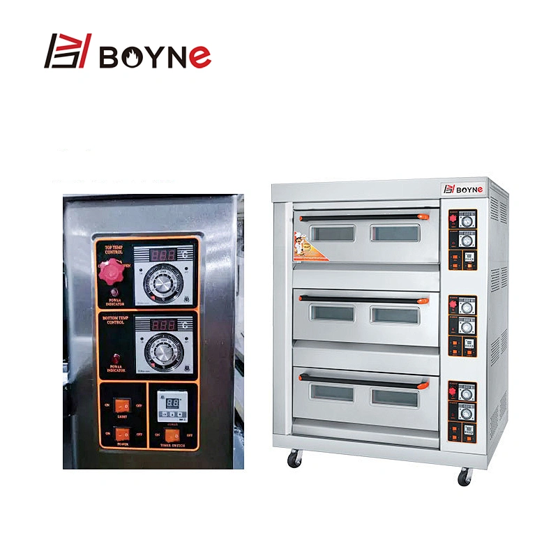Commercial Durable Stainless Steel Gas Oven Three Deck Six Trays Bread Oven For Cake Shop