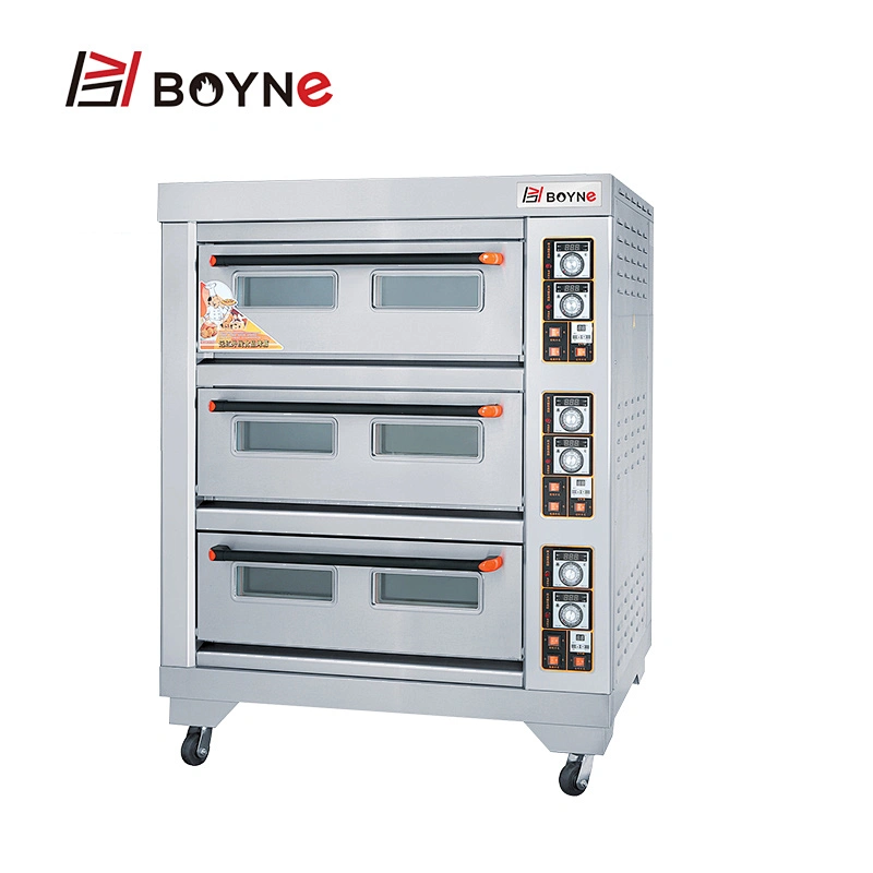 CE Commercial Bakery Stainless Steel Bakery Bread Electric Three Deck  Nine Trays Oven For Sale
