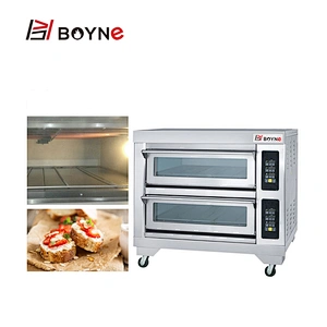 Microcomputer Control Stainless Steel Commercial Bakery Two Deck Four Tray Electric Oven