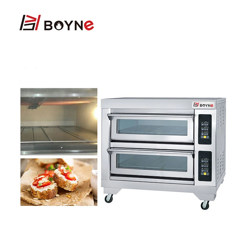Microcomputer Control Stainless Steel Commercial Bakery Two Deck Four Tray Electric Oven