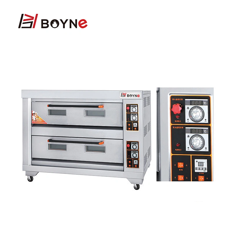 Stainless Steel Commercial Kitchen Gas Bakery Two Deck Six Tray Oven