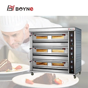 Commercial Bakery Gas 3 Layer 9 Trays Deck Oven Temperature Control Kitchen Oven
