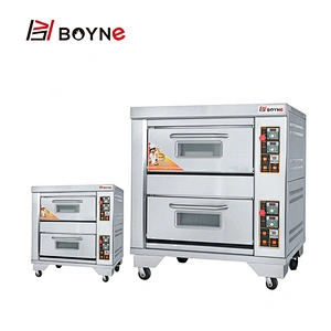 Stainless Steel Commercial Bakery Kitchen Equipment Gas Two Deck Two Trays Oven