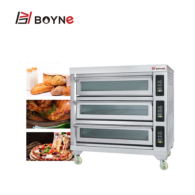 Commercial Bakery Shop Three Deck Nine Trays Microcomputer Electric Bakery Oven