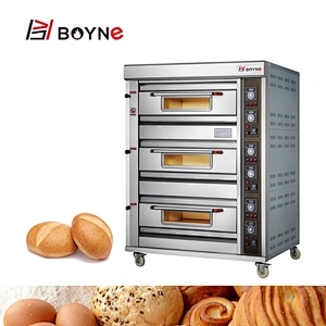 Commercial Mechanical Control  Gas Three Layer Six Trays Bakery Deck Oven For Sale