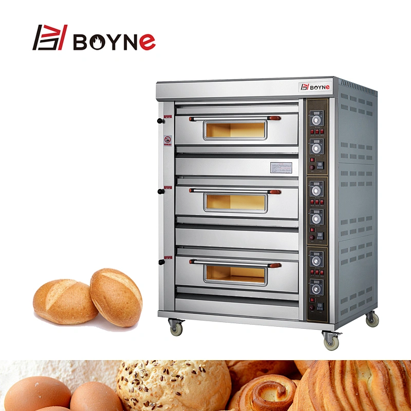 Commercial Mechanical Control  Gas Three Layer Six Trays Bakery Deck Oven For Sale
