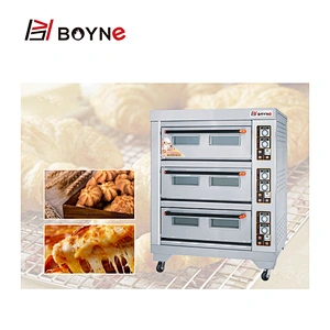 CE Commercial Bakery Stainless Steel Bakery Bread Electric Three Deck  Nine Trays Oven For Sale