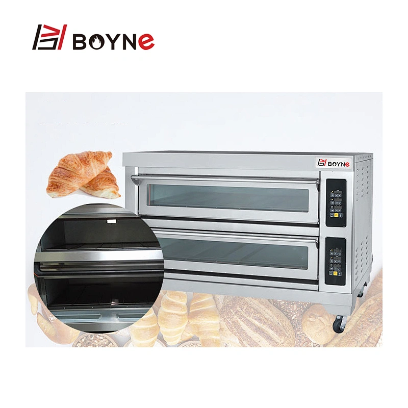 380V Microcomputer Control Commercial Stainless Steel Two Deck Six Trays Bakery Oven
