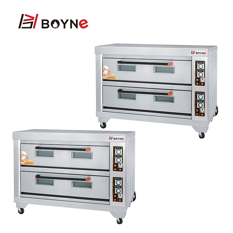 Commercial Temperature Control Baking Double Deck Six Trays Bread Bakery Oven