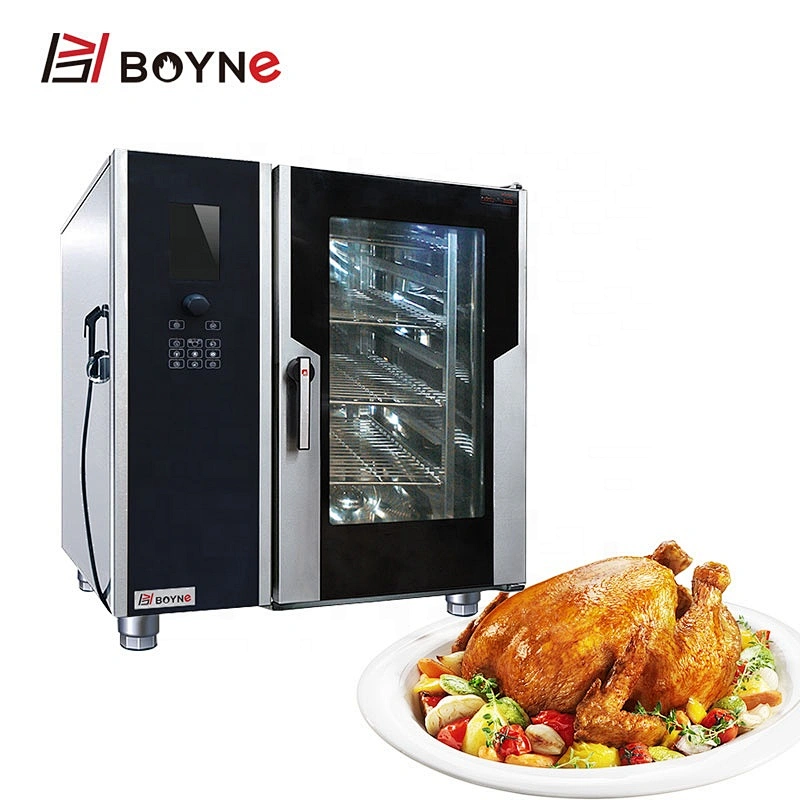 Canteen Equipment LCD Screen Gas Combi Oven With Steamer Smart Temperature control