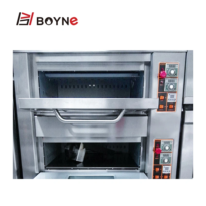 Stainless Steel Commercial Bakery Kitchen Equipment Gas Two Deck Two Trays Oven